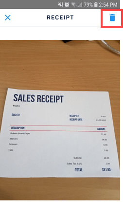 Remove attached receipt image