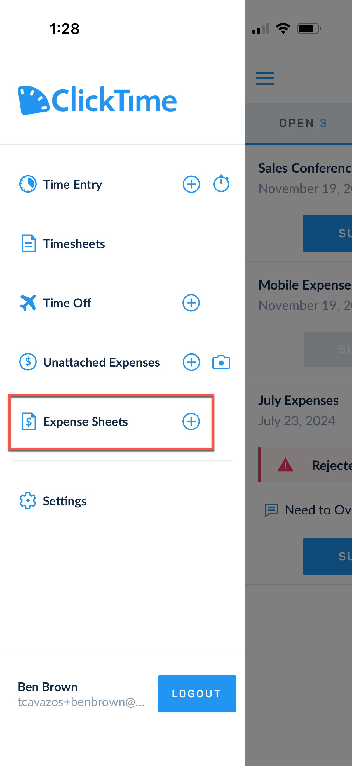 Open Expense Sheets