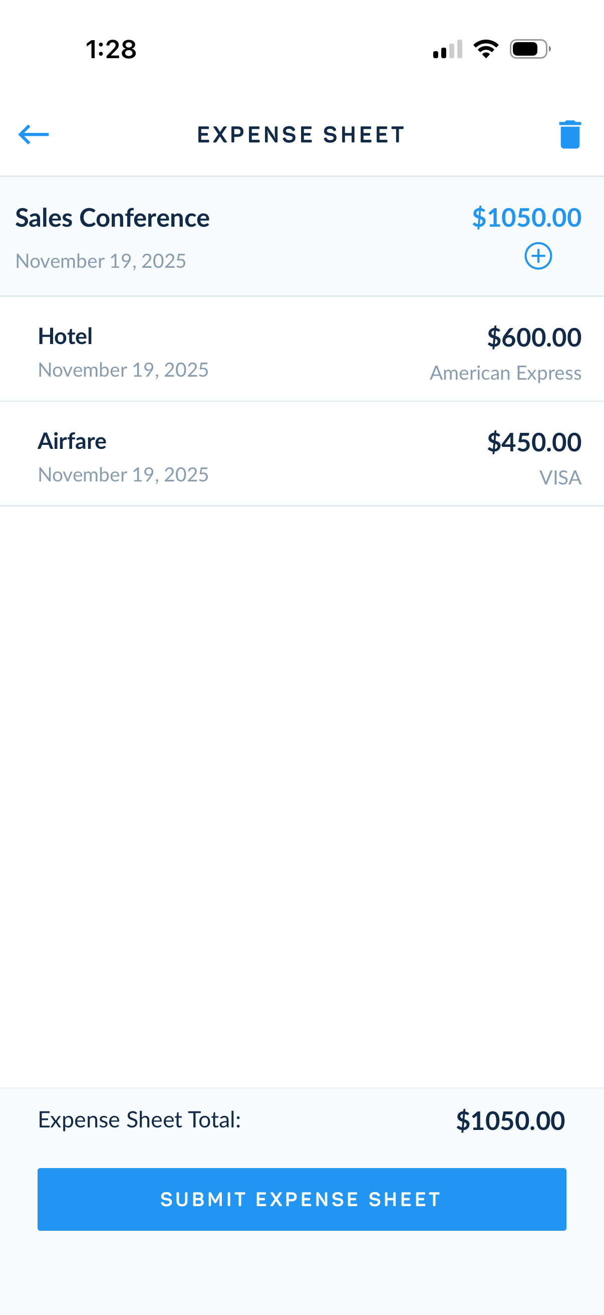 Open expense sheet details