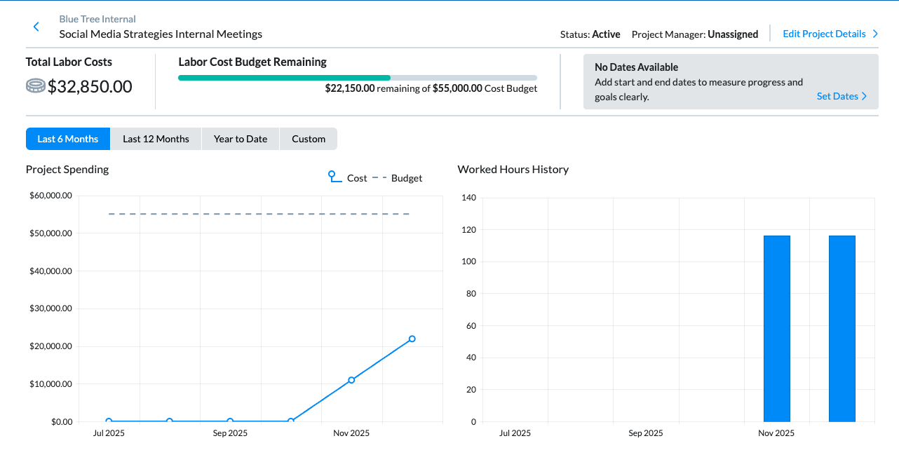 Non-billable project spend view