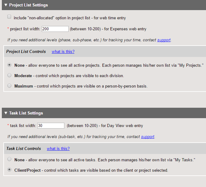project tasks list
